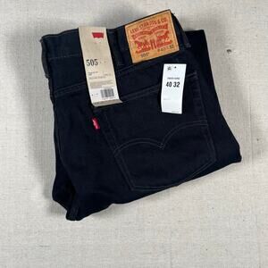 Levi's 505 Jeans Mens 40w 32L NWT Black Denim Casual
